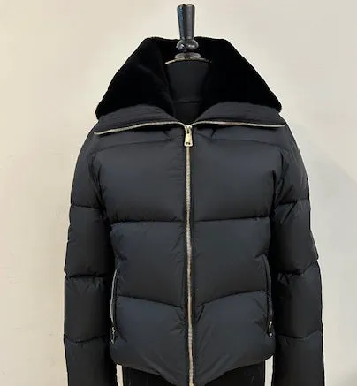 302  Down jacket with  genuine shearling collar