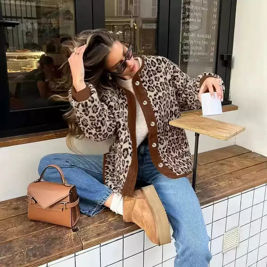 Abigail Leopard Bouclé Jacket