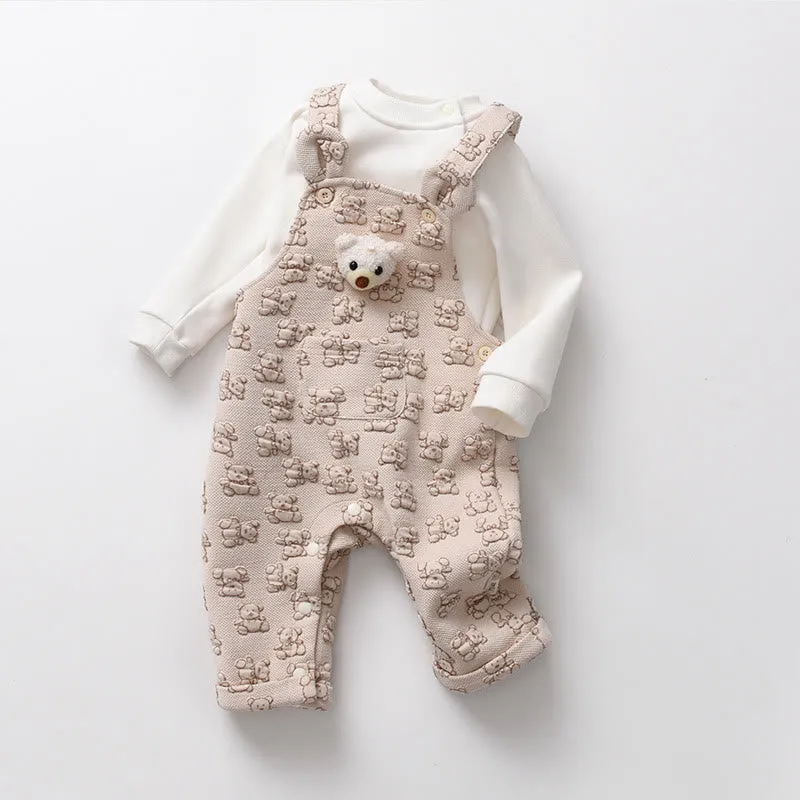 Baby 3D Bear Fleece Lined Warm 2 Pieces Set