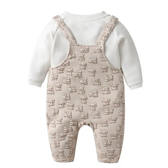 Baby 3D Bear Fleece Lined Warm 2 Pieces Set