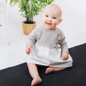 Baby Girl Dress - Knitted Top and Cotton Bottom