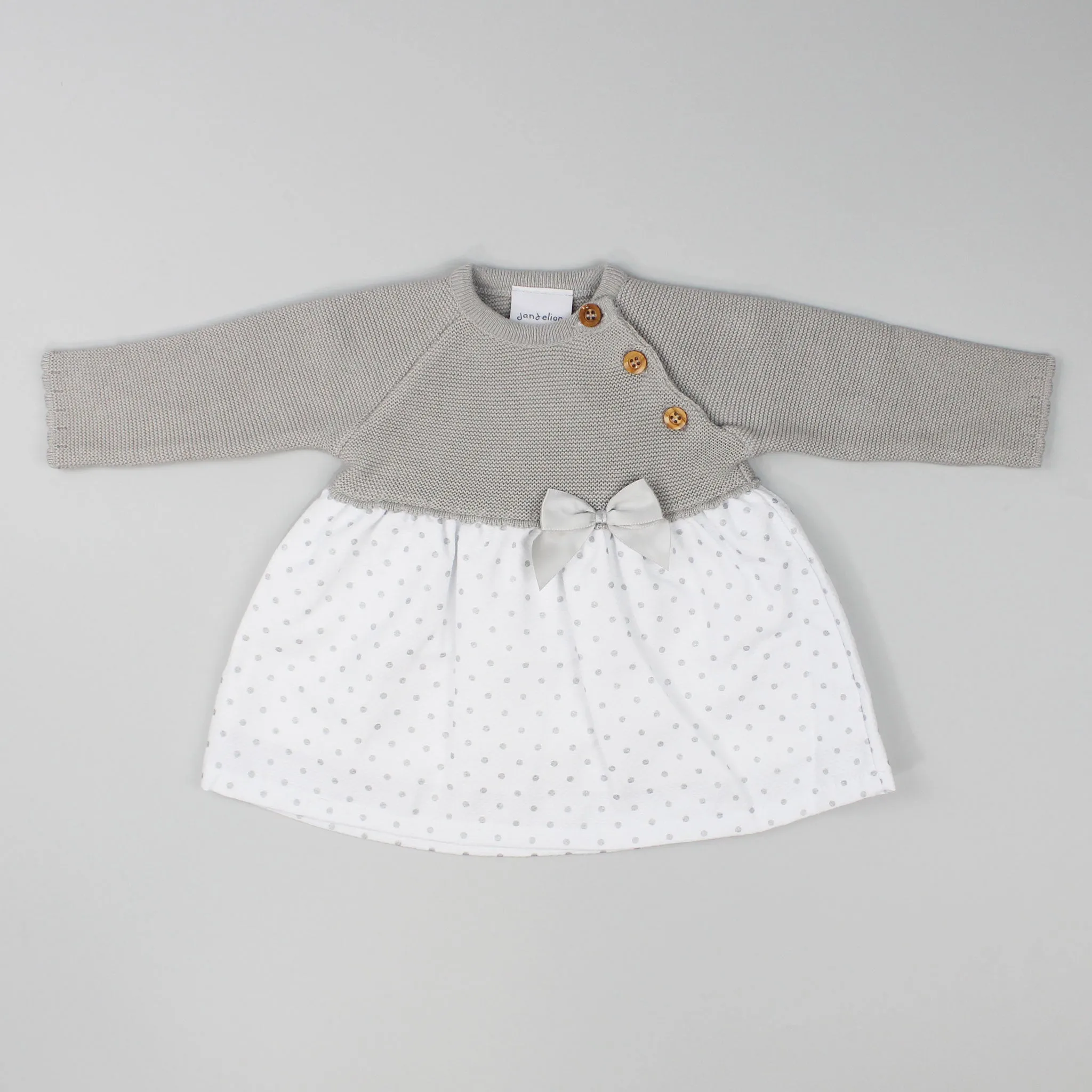 Baby Girl Dress - Knitted Top and Cotton Bottom