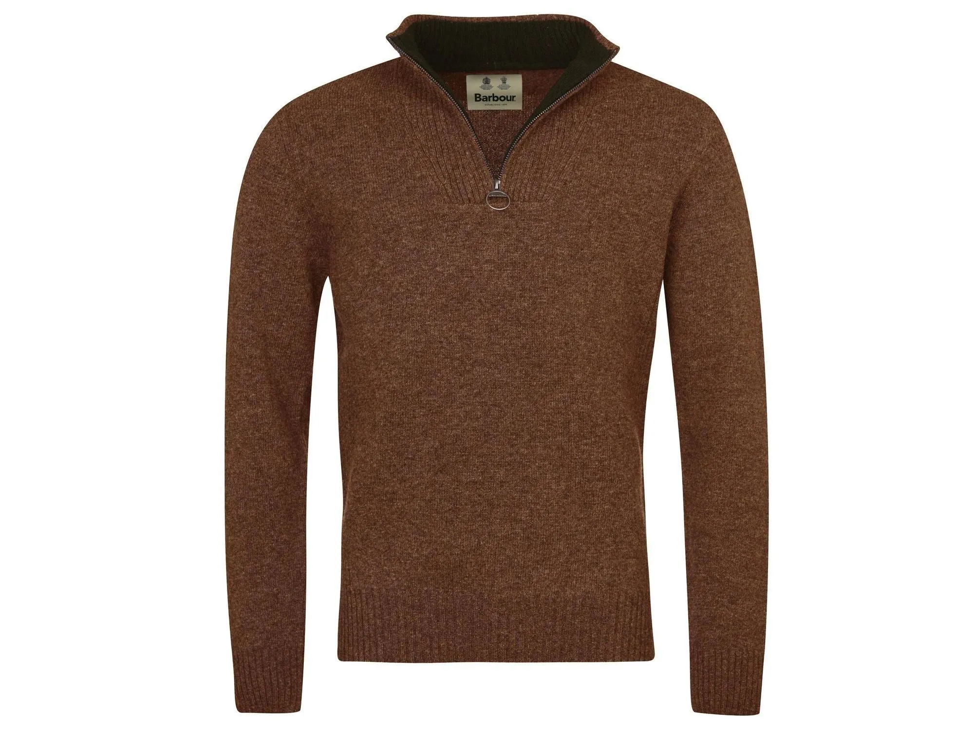 Barbour Nelson Essential Quarter Zip Sweater In Dark Sand