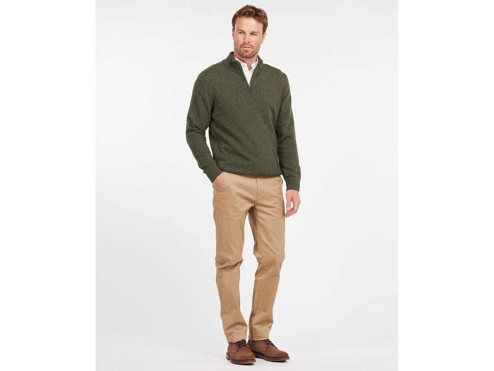 Barbour Tisbury Quarter or 1/4 Zip Sweater In Dark Seaweed