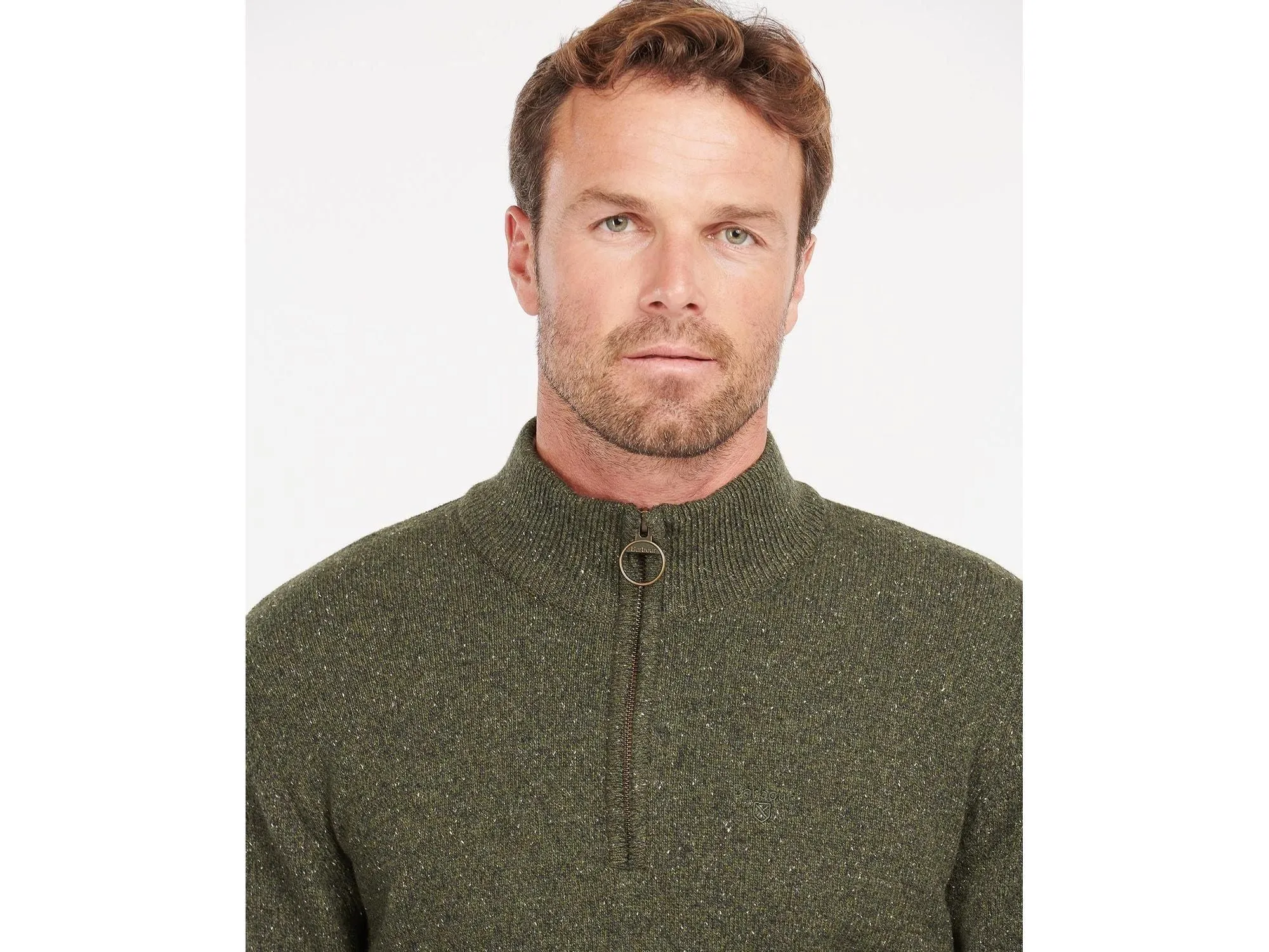 Barbour Tisbury Quarter or 1/4 Zip Sweater In Dark Seaweed