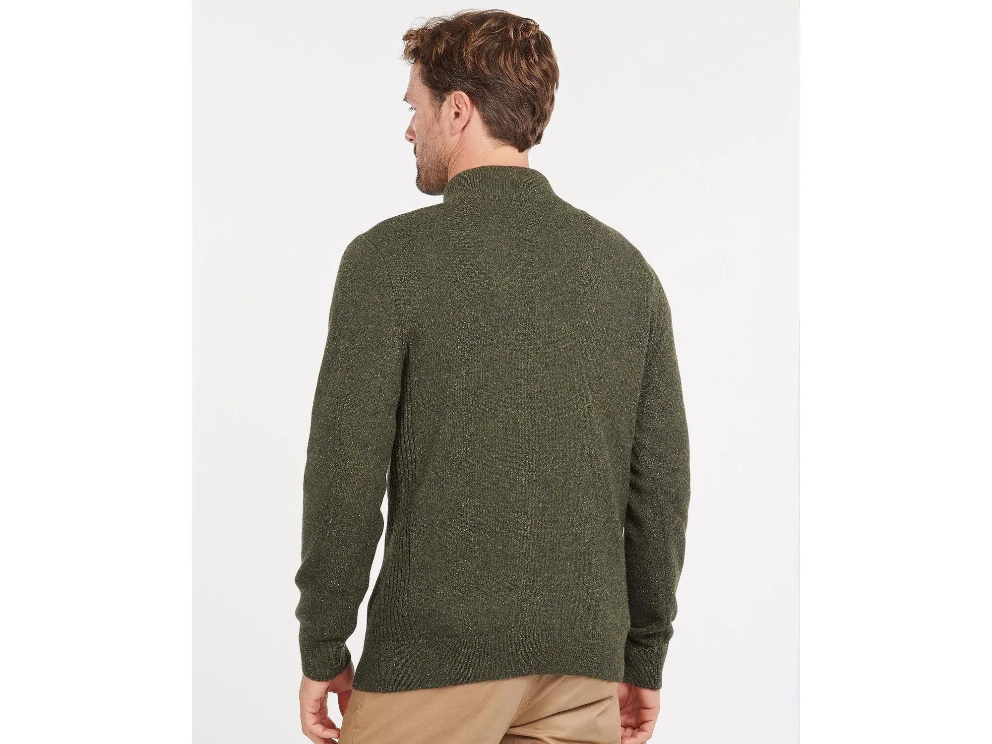 Barbour Tisbury Quarter or 1/4 Zip Sweater In Dark Seaweed