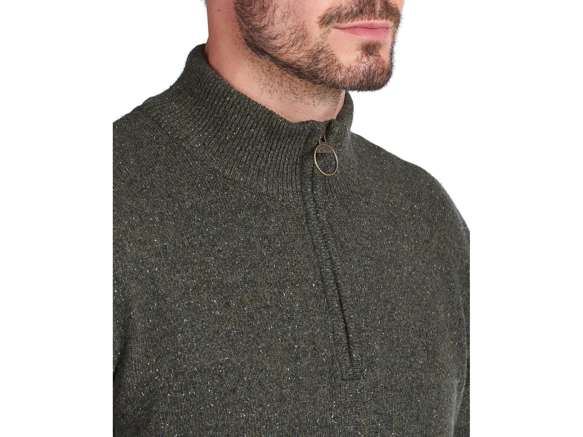 Barbour Tisbury Quarter or 1/4 Zip Sweater In Dark Seaweed