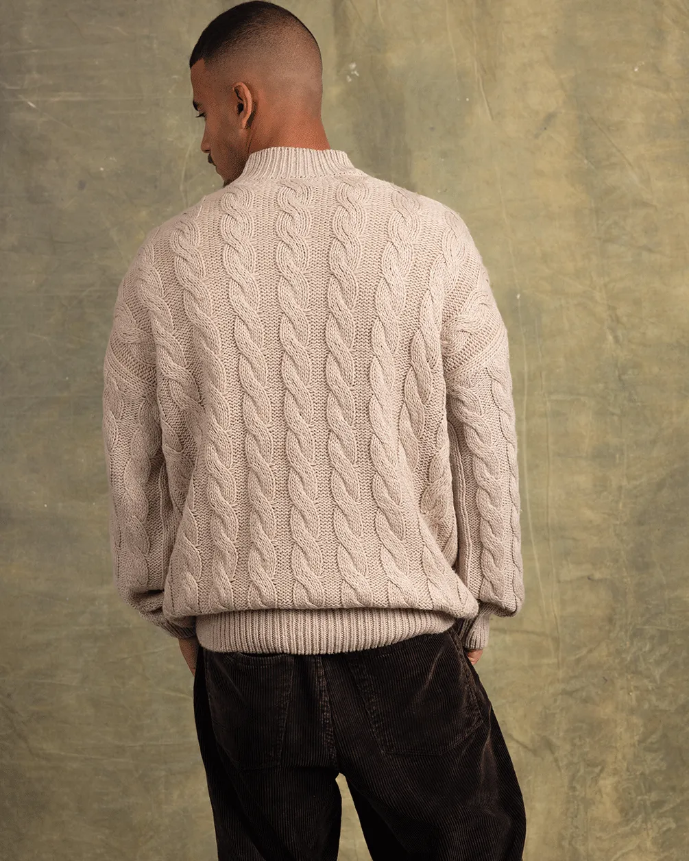 Beige Cable Knit Sweater