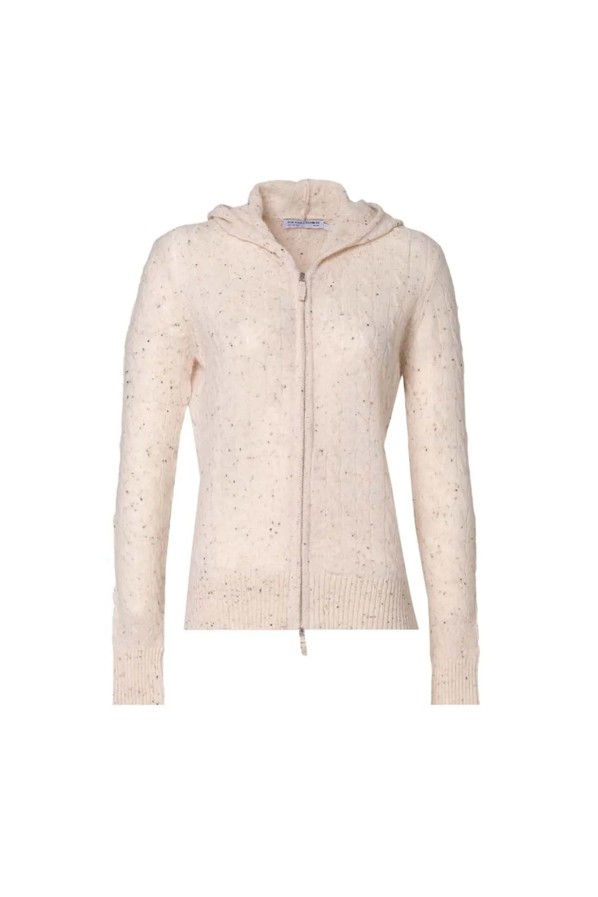 Beige Cashmere and Wool Amelia Women's Hooded Cardigan