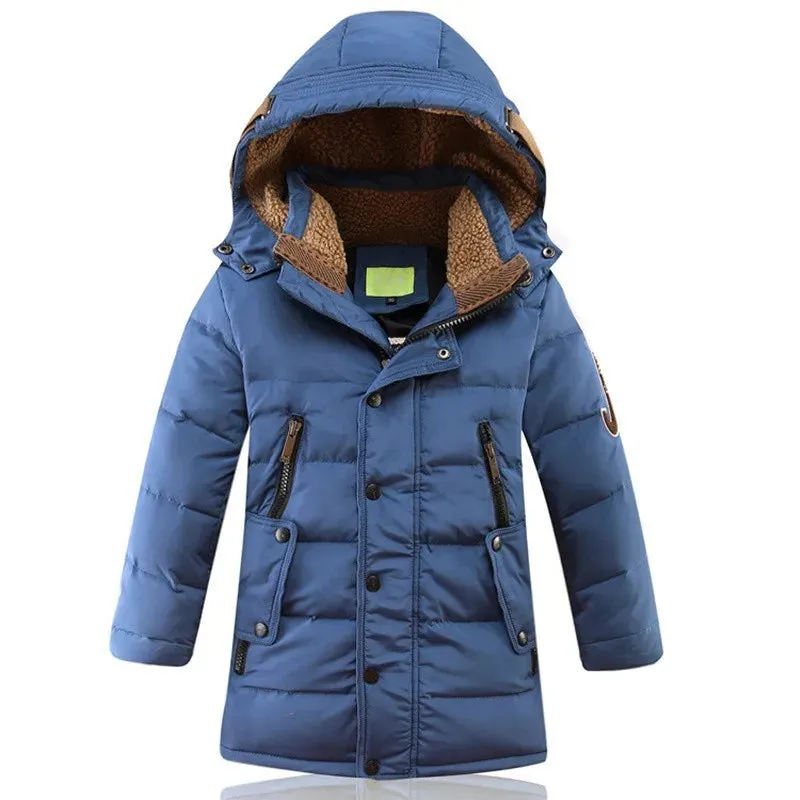 Big Boy's Thick, Cozy, Hooded Winter Duck-Down Jacket