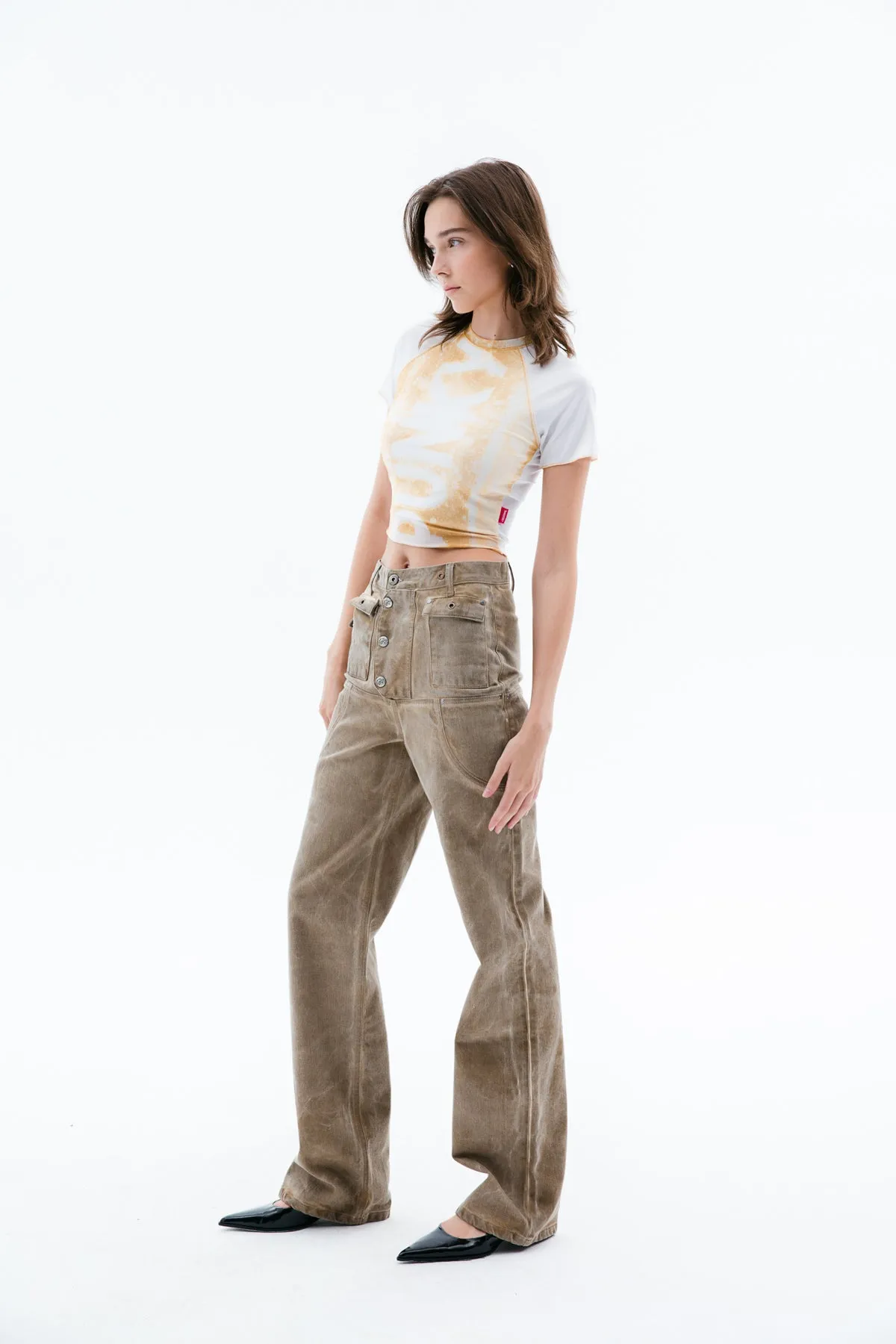 Brown Wide-Leg High-Rise Jeans