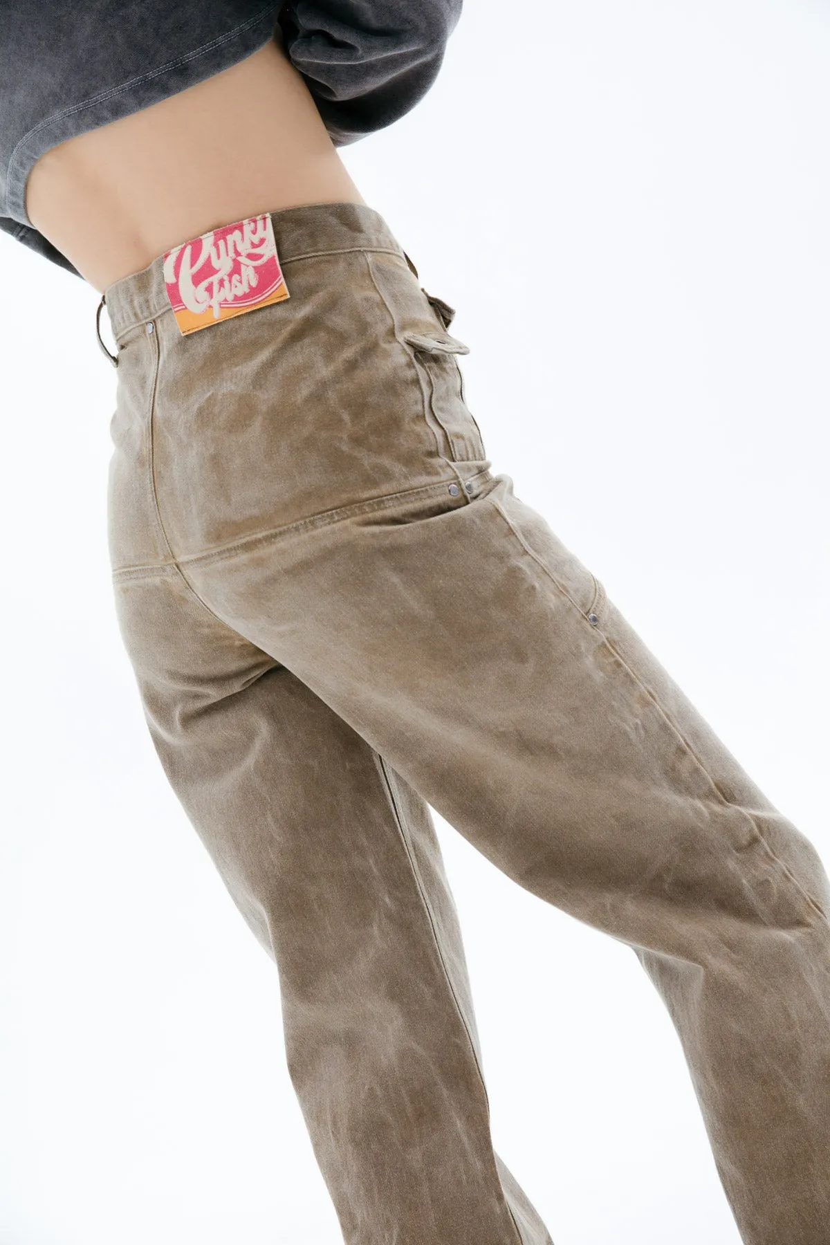 Brown Wide-Leg High-Rise Jeans