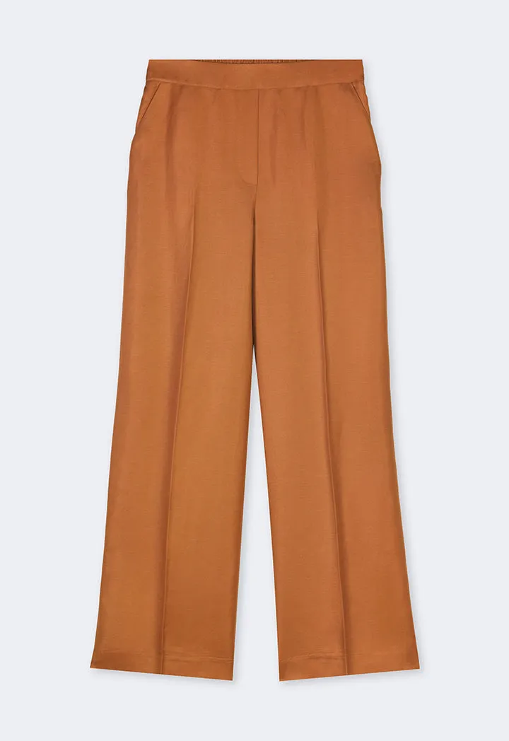 Choice Solid Wide Leg Trousers Caramel