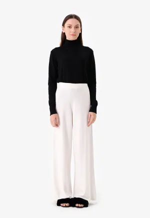 Choice Solid Wide Leg Trousers Offwhite