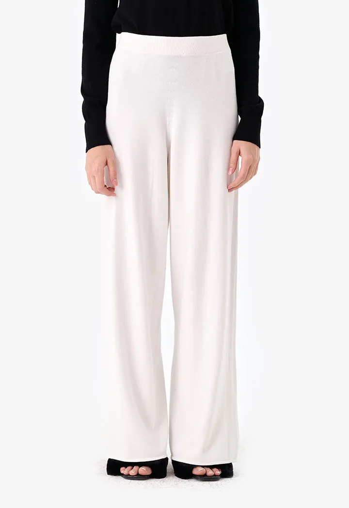 Choice Solid Wide Leg Trousers Offwhite