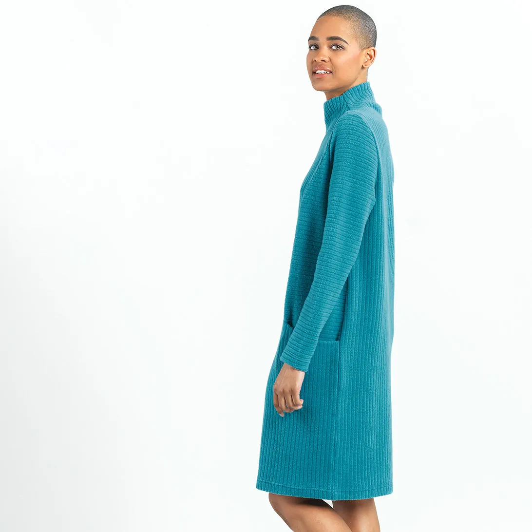 Chunky Ribbed - Tunic Pocket Sweater Dress - Teal - Final Sale!