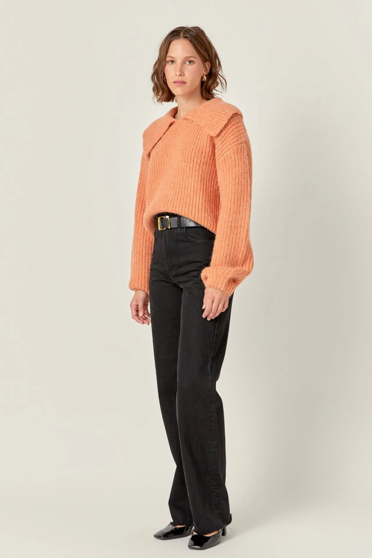 Collared Rib Chunky Sweater