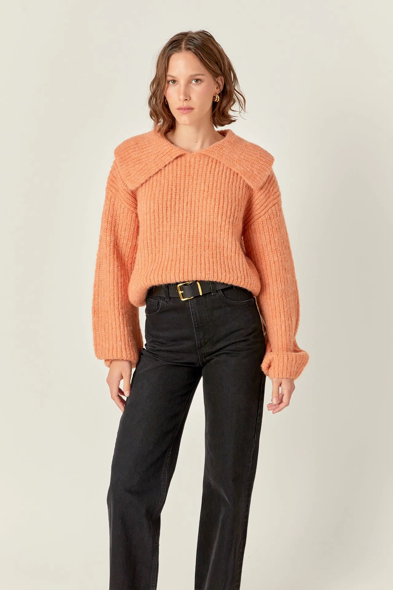 Collared Rib Chunky Sweater