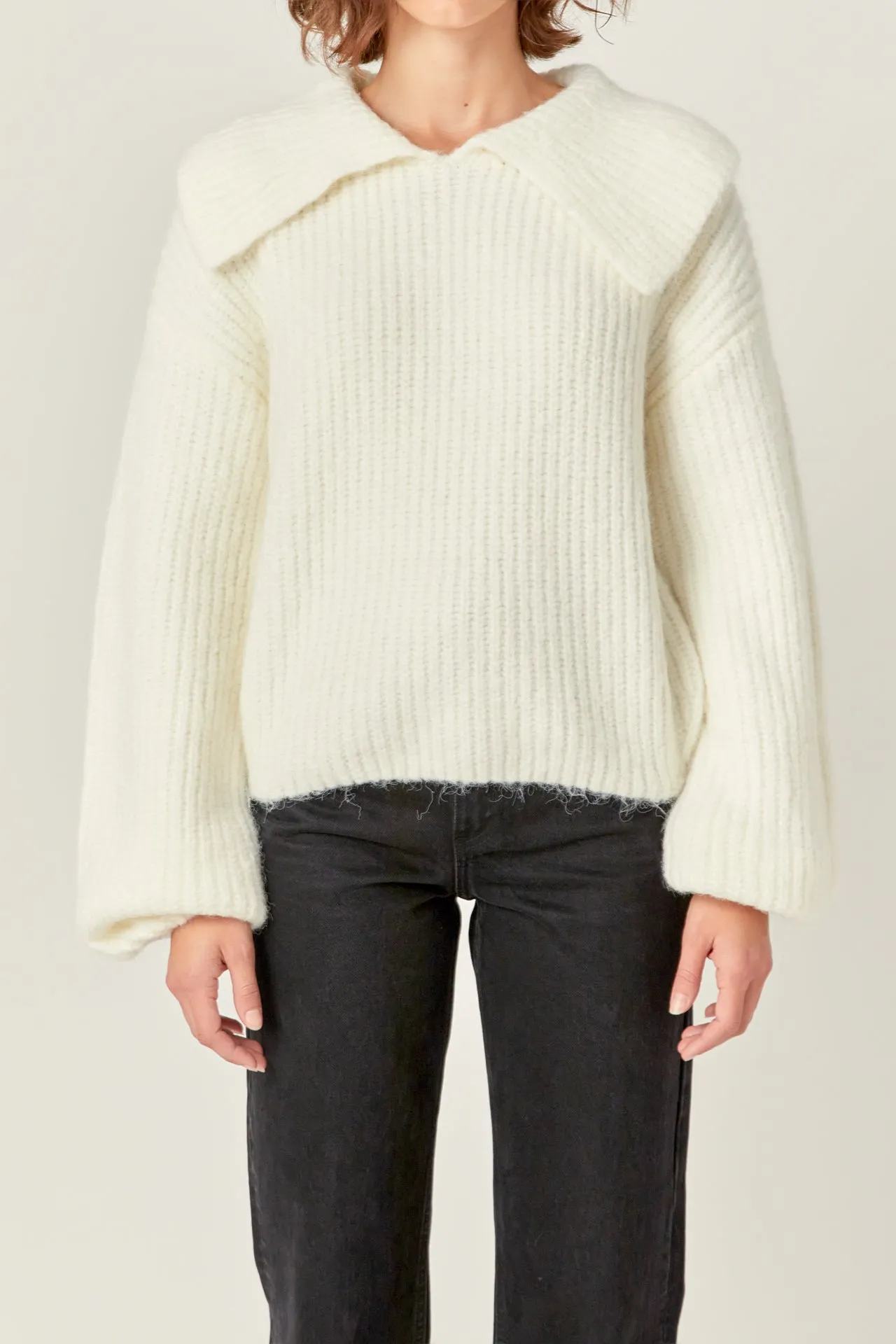 Collared Rib Chunky Sweater