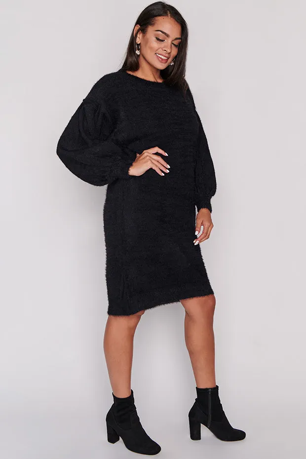 Cozy Black Knit Dress