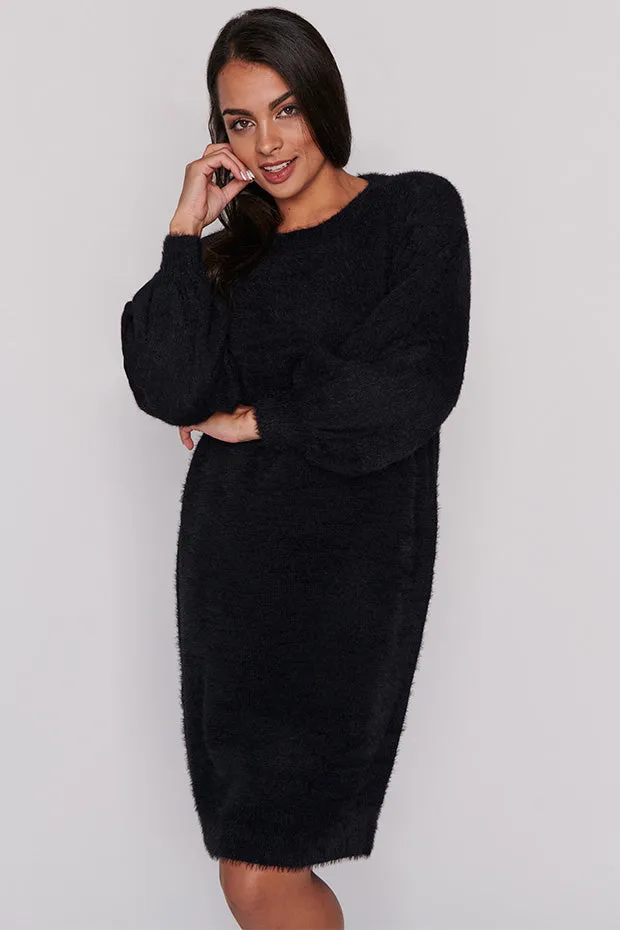 Cozy Black Knit Dress