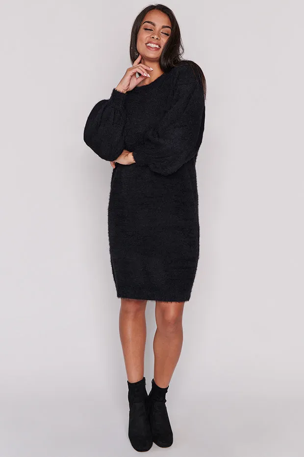 Cozy Black Knit Dress