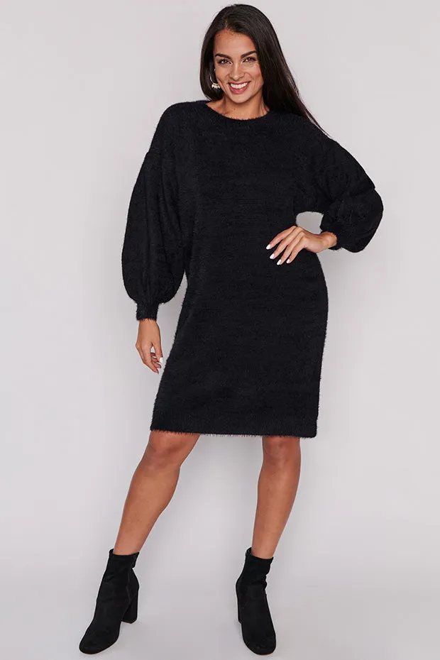 Cozy Black Knit Dress