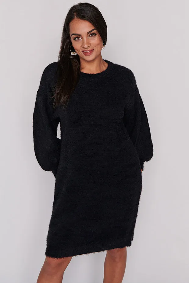 Cozy Black Knit Dress