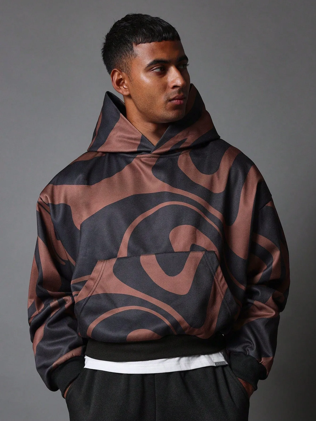 Crop Fit Swirl Printed Overhead Hoodie