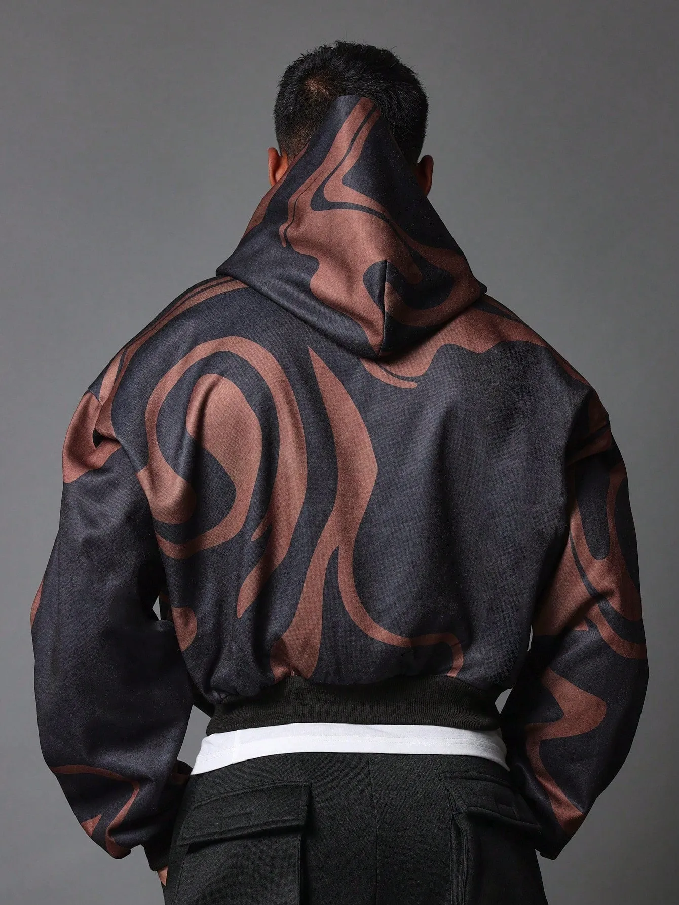 Crop Fit Swirl Printed Overhead Hoodie