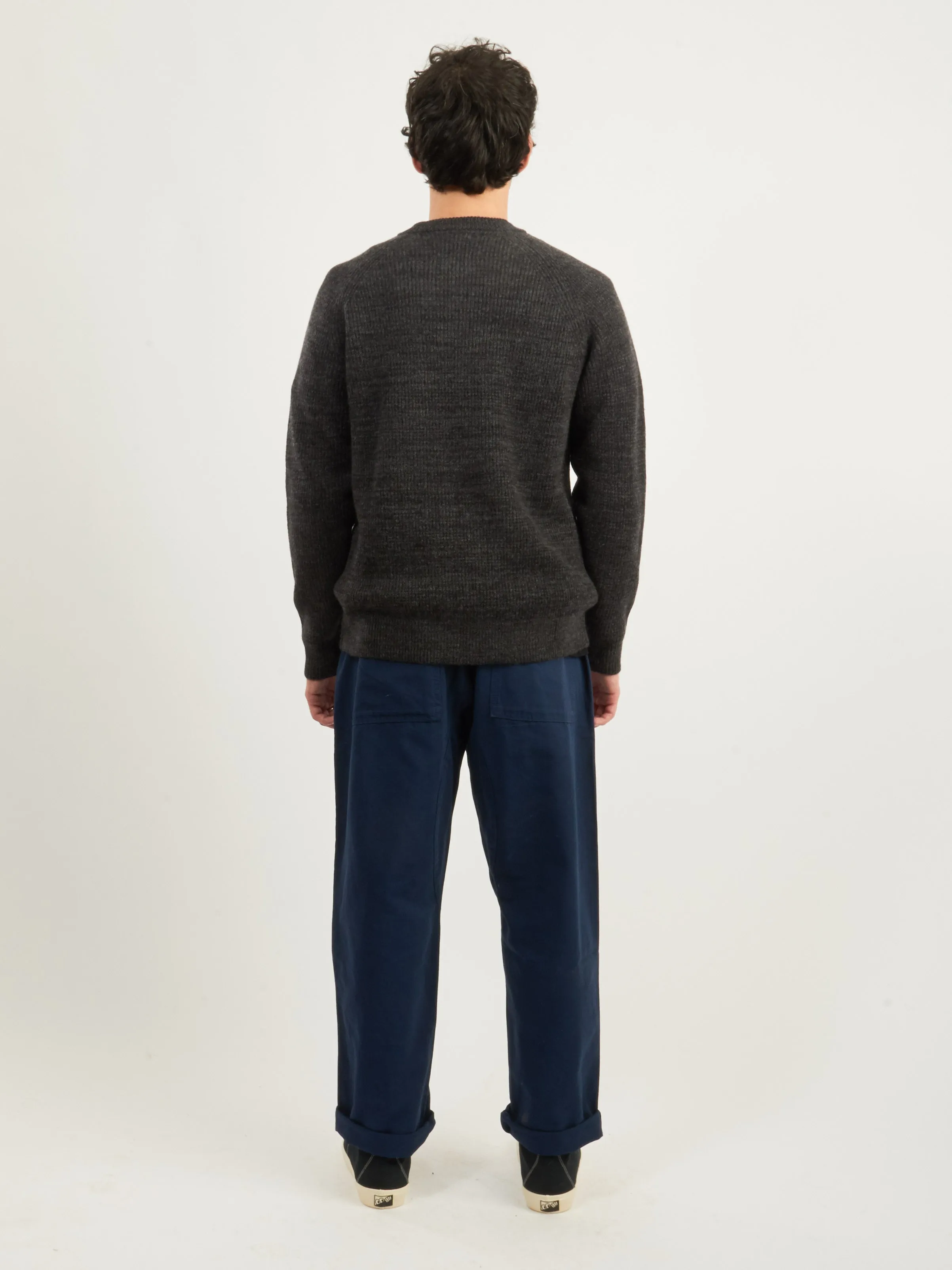 Dark Grey Melange Roald Wool Cotton Rib Sweater