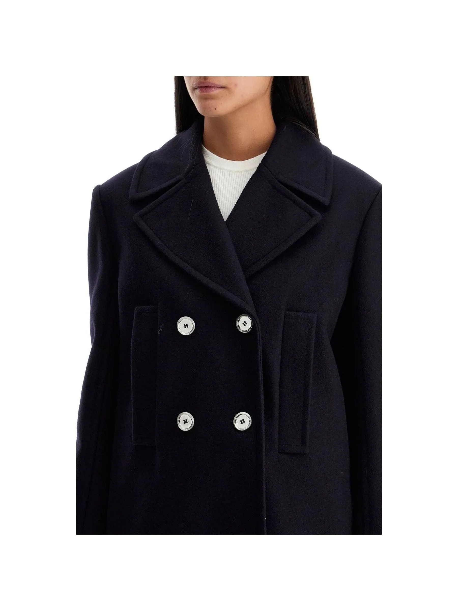 Double-Breasted Wool Caban Coat