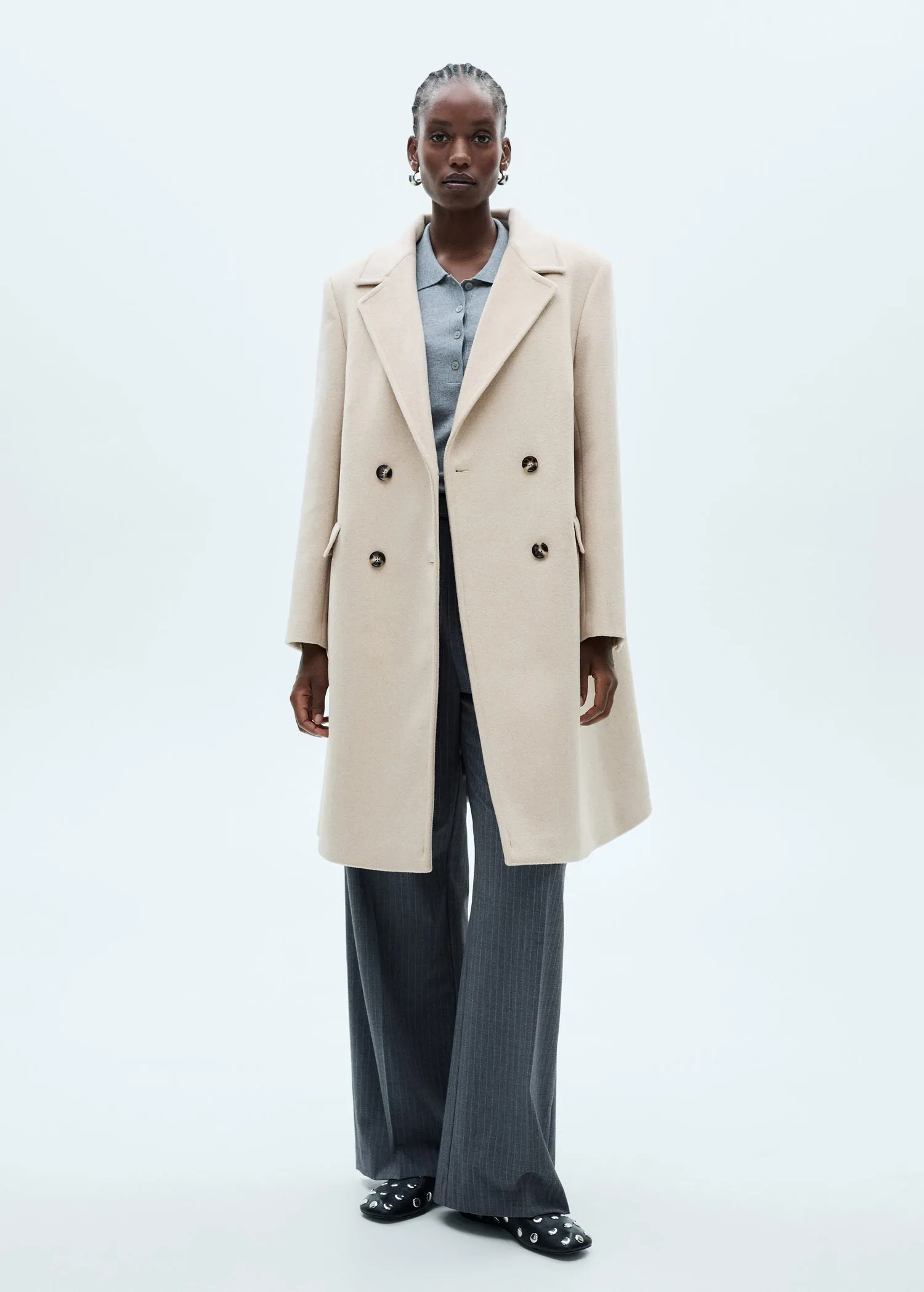 Double-breasted wool coat - Light/pastel Gray