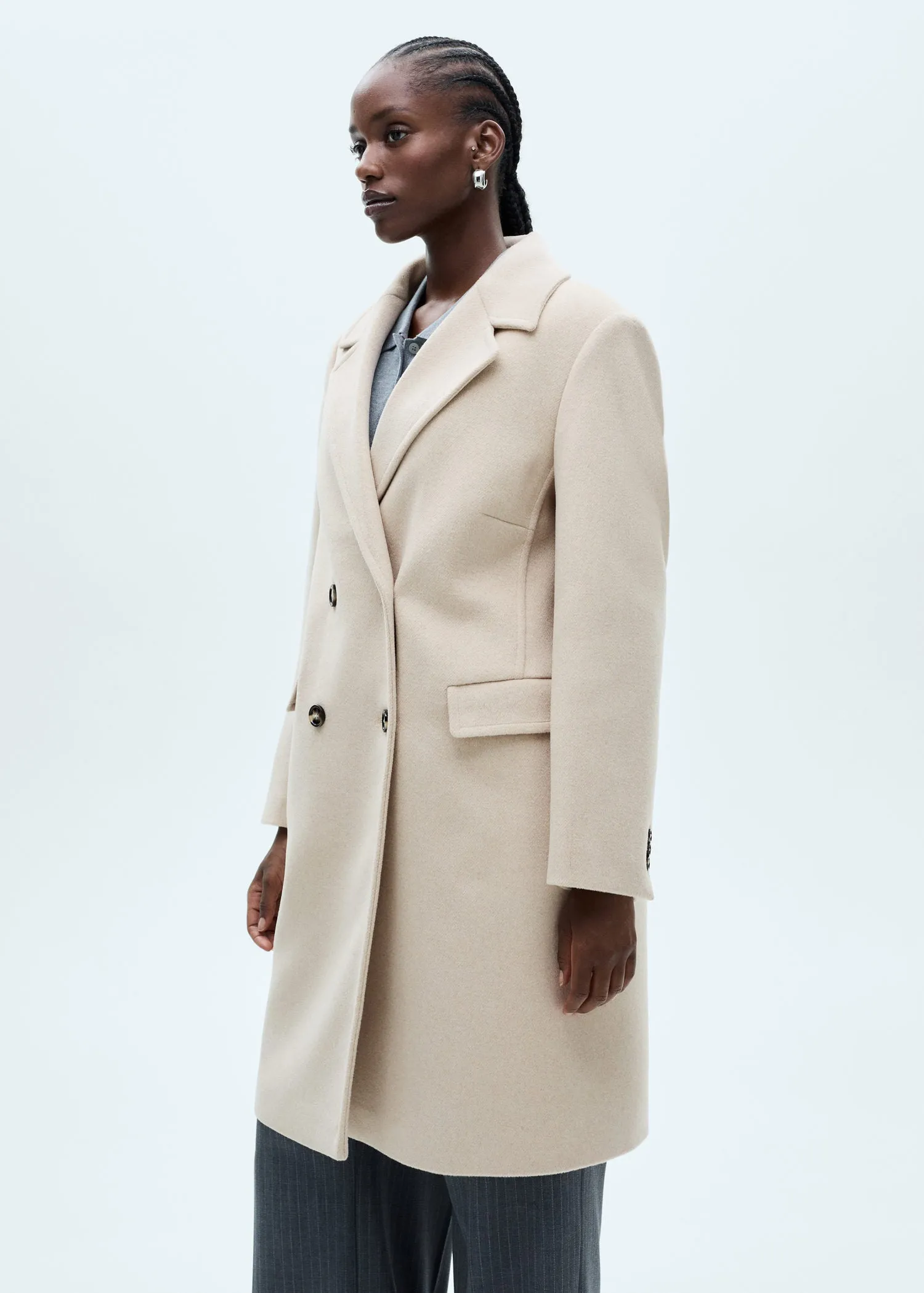 Double-breasted wool coat - Light/pastel Gray