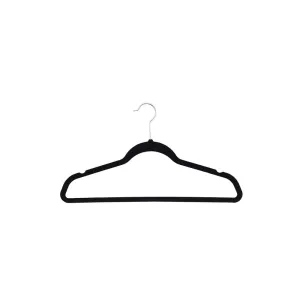 Flocked Coat Hangers with Bar 3 Pack Black