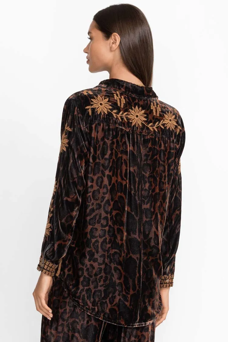 Georgina Velvet Oversized Shirt in Leopard