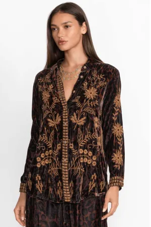 Georgina Velvet Oversized Shirt in Leopard