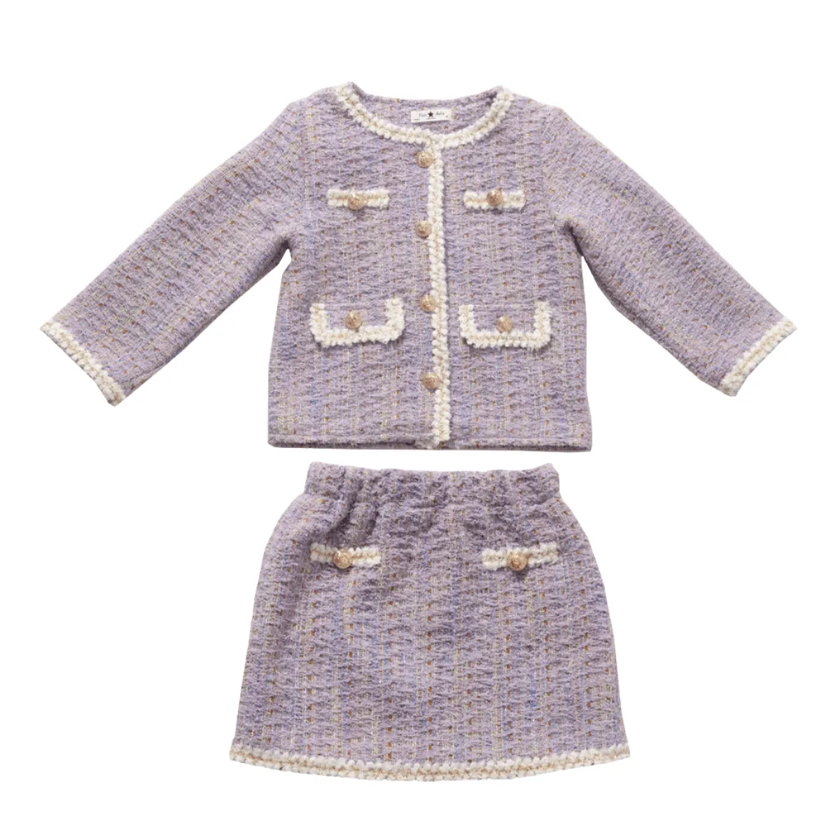 Girls Sets | Tweed Jacket and Skirt- Lavender | Petite Hailey