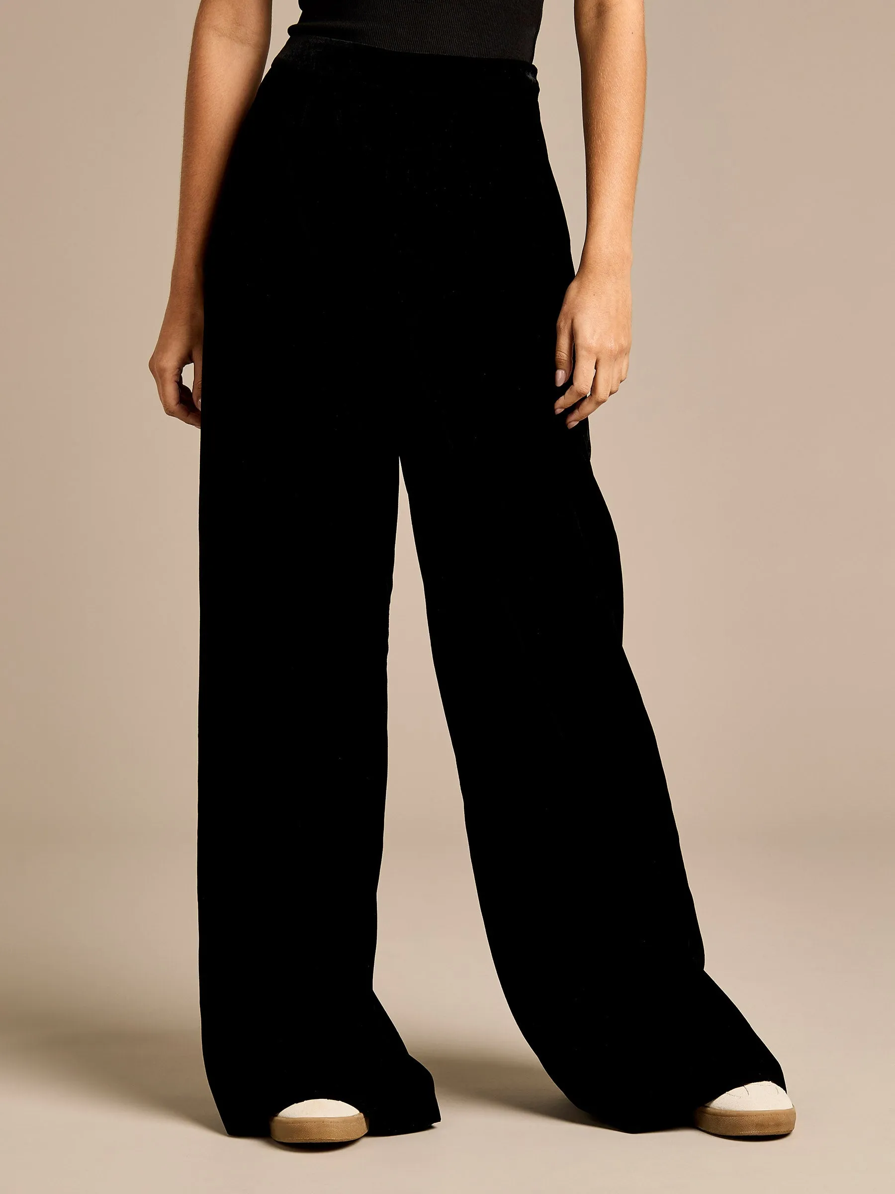 GWD Alice Black Velvet Trouser