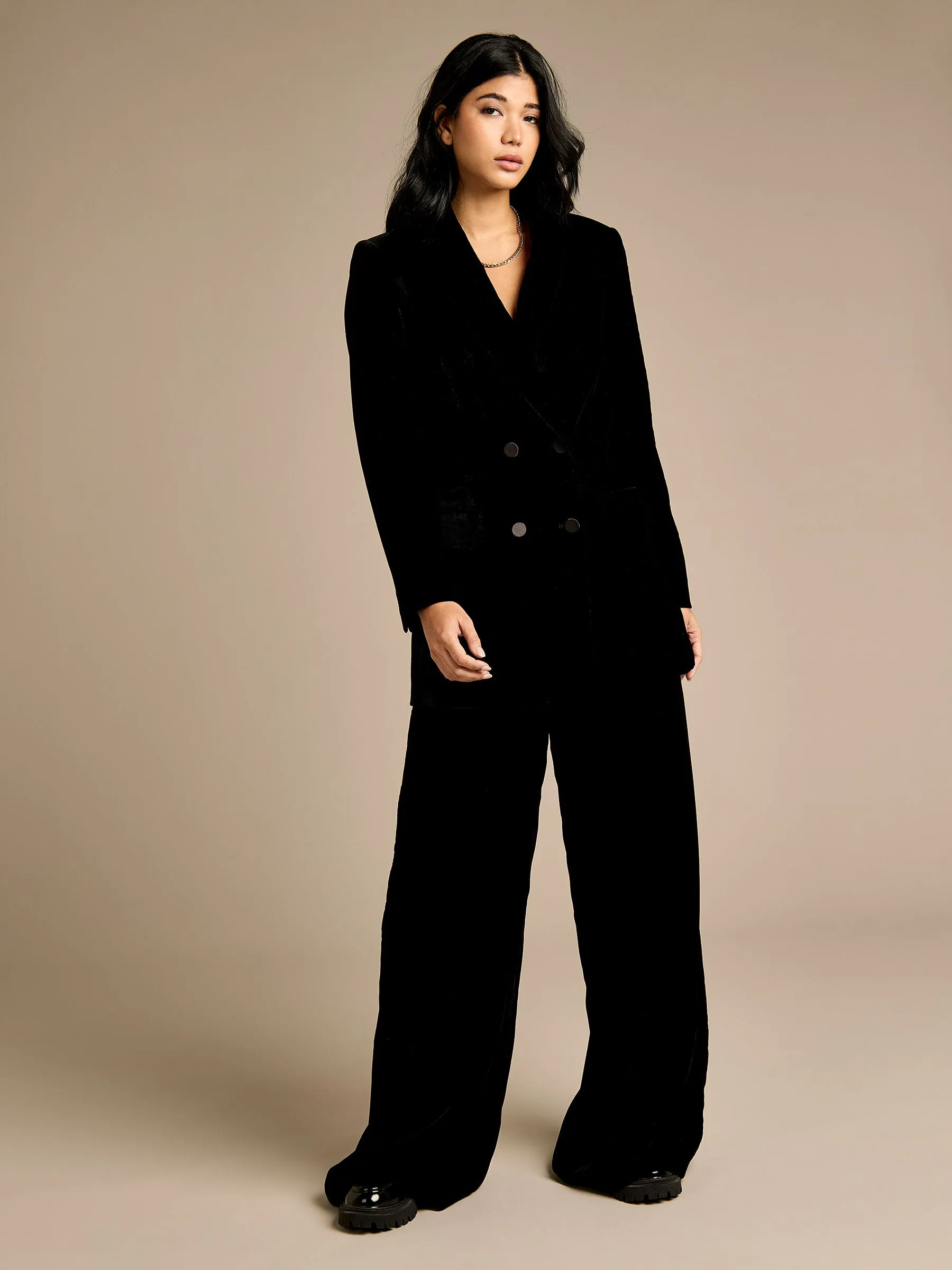 GWD Alice Black Velvet Trouser