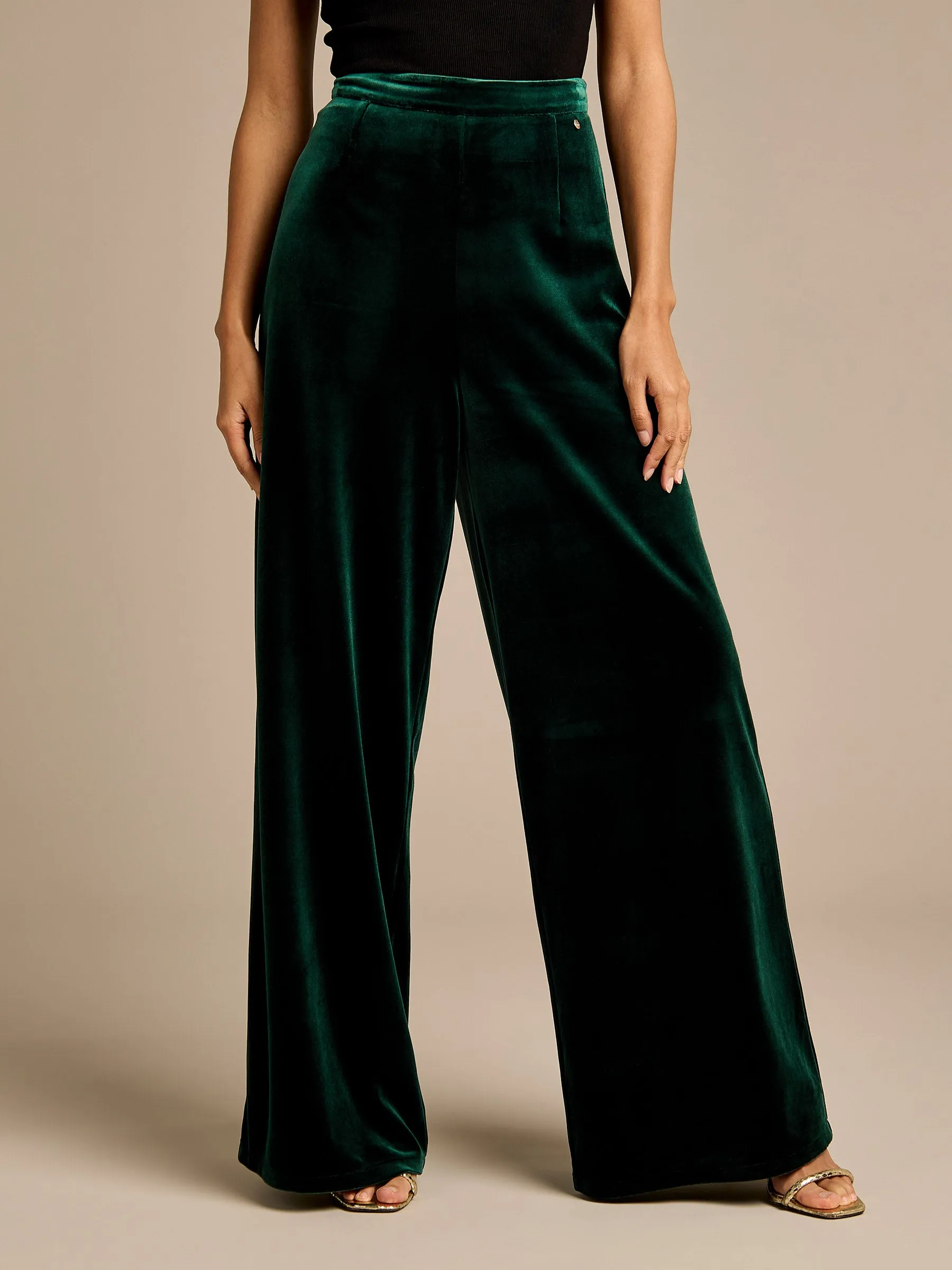 GWD Claire Bottle Green Velvet Trousers