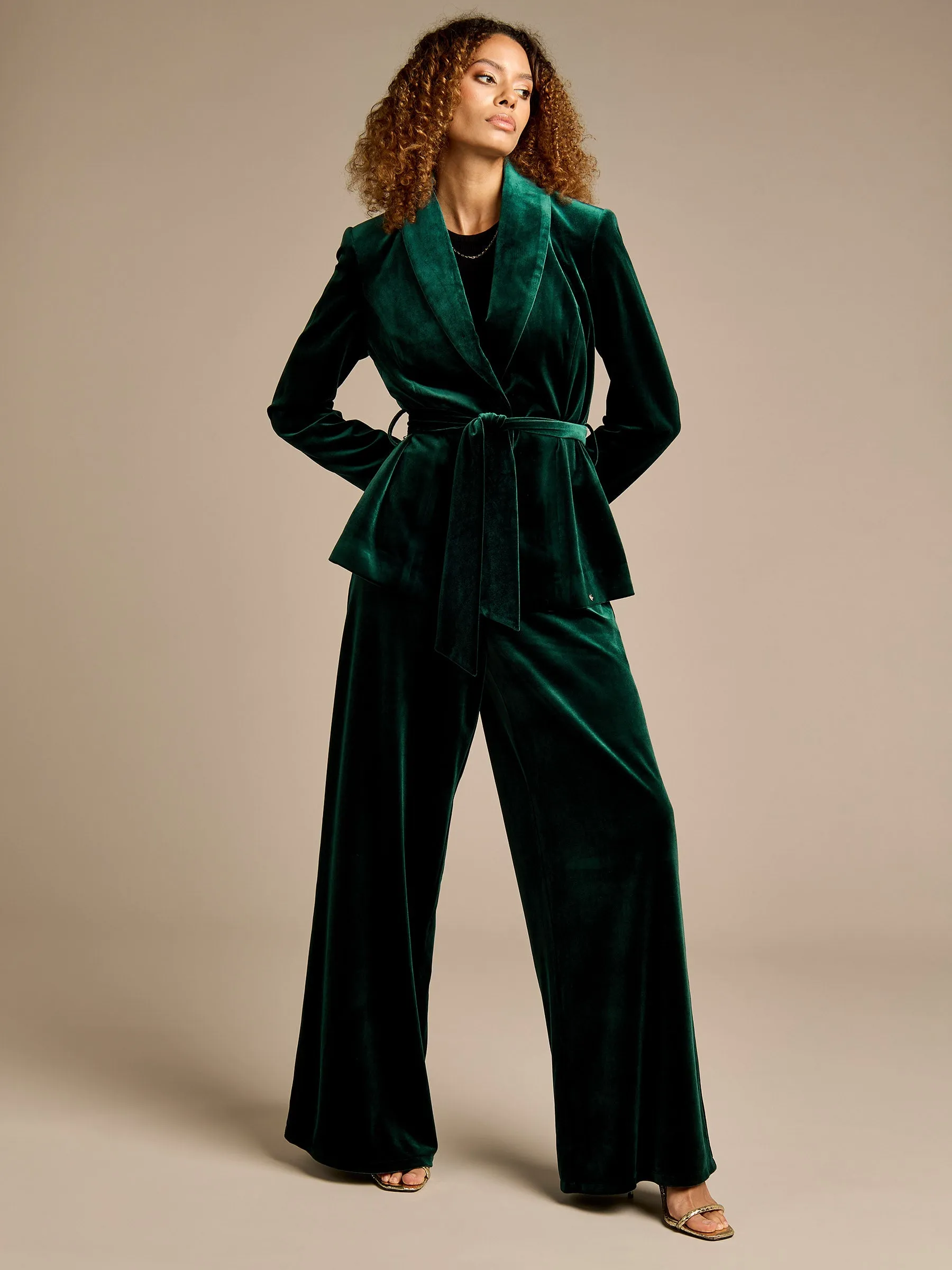 GWD Claire Bottle Green Velvet Trousers