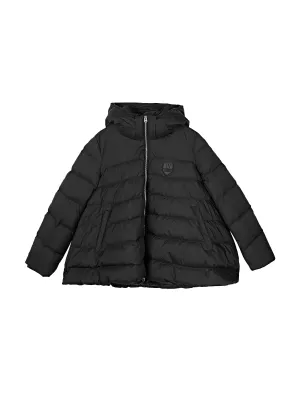 High Neck Hooded Letter Pocket Loose Down Jacket