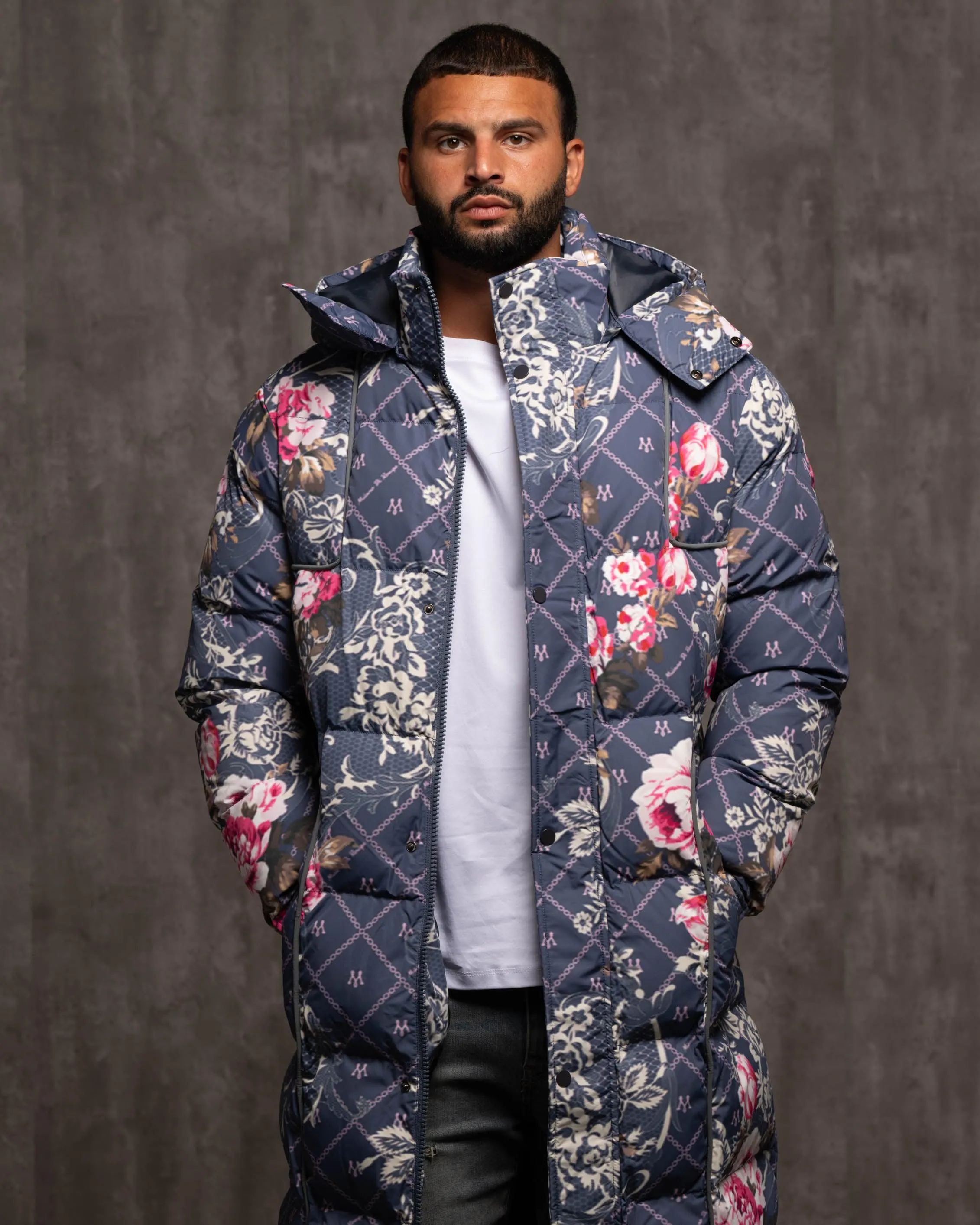 Jacquard Burr Puffer Coat