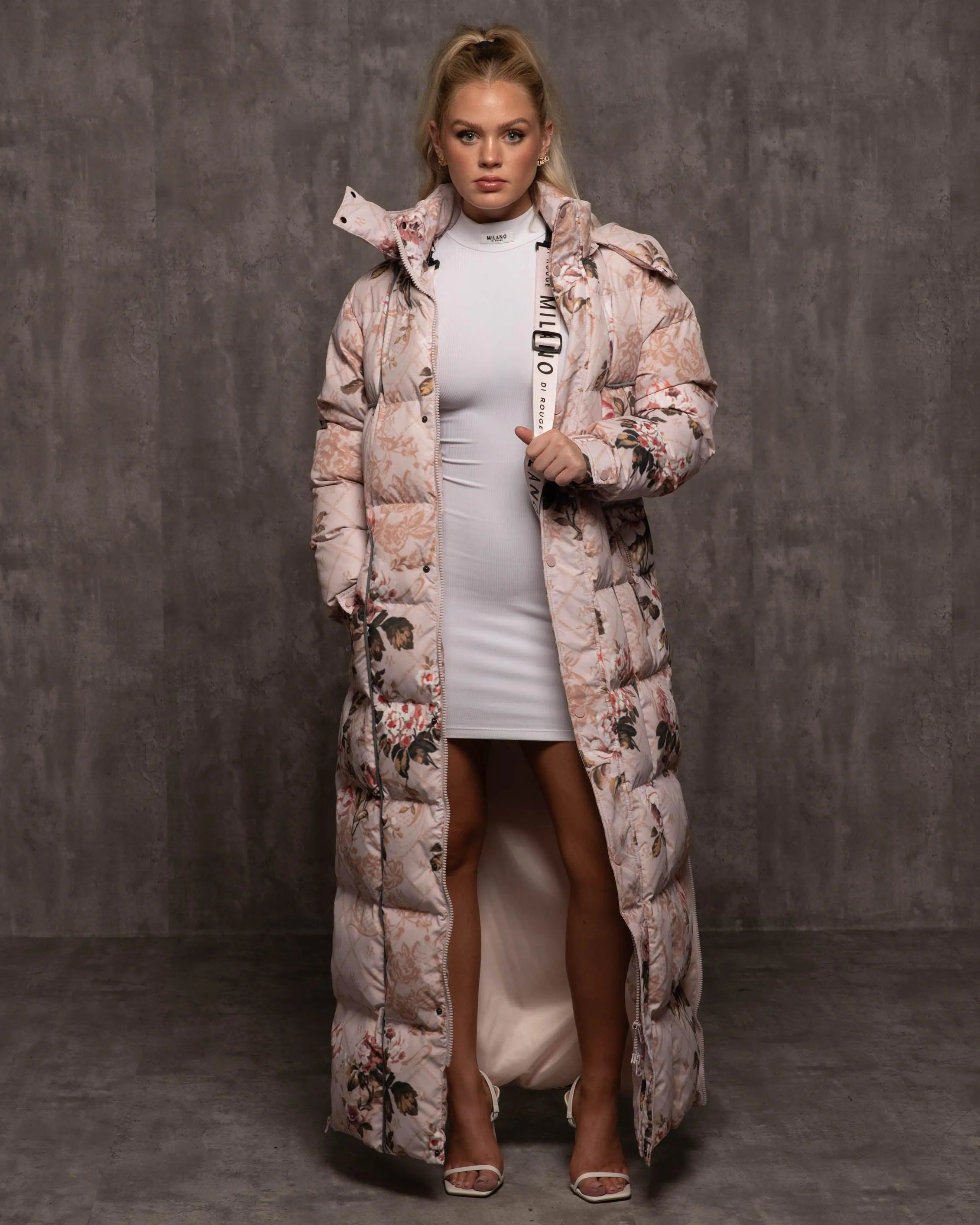 Jacquard Burr Puffer Coat