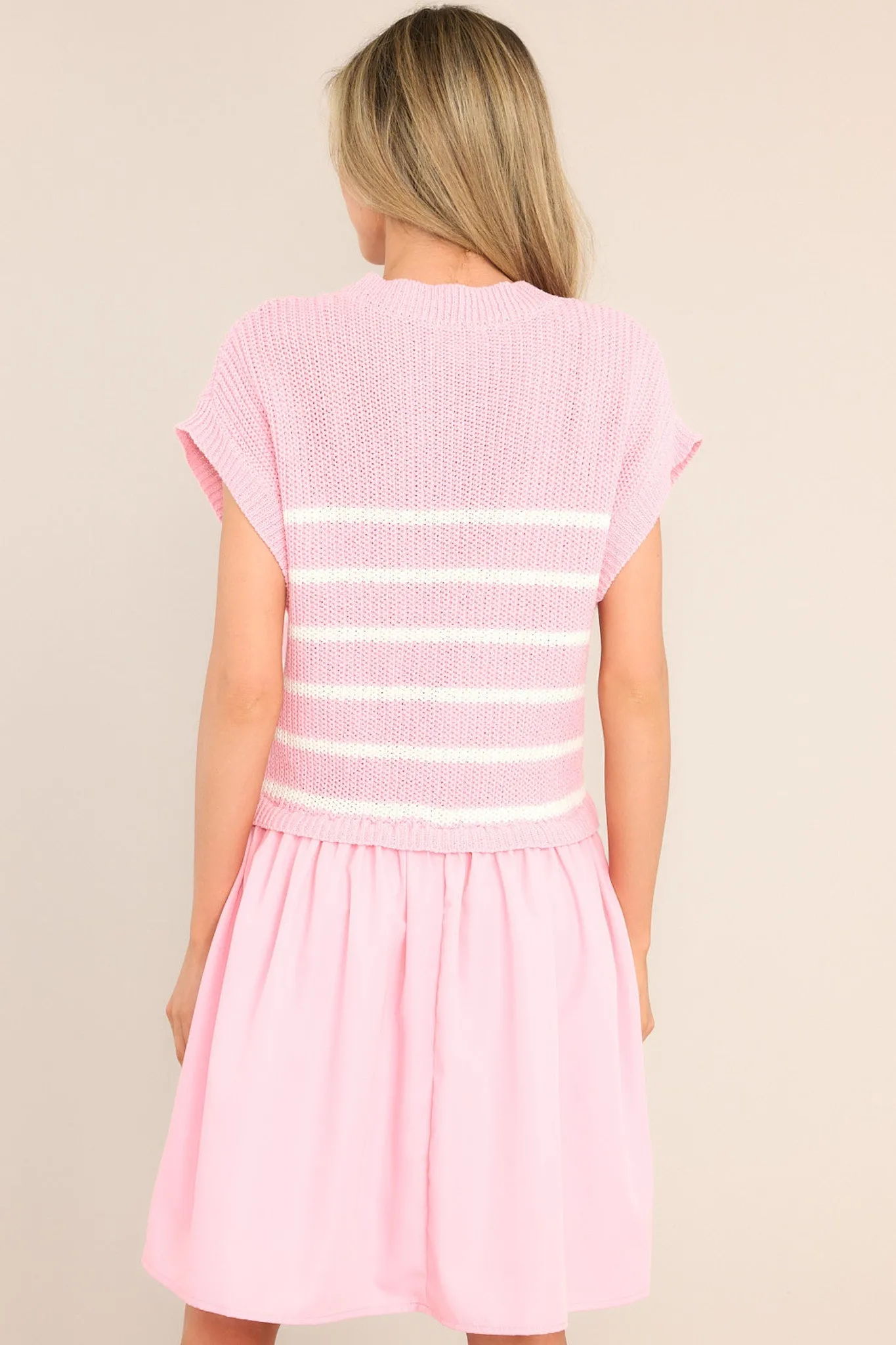 Journey Continues Pink & White Stripe Sweater Mini Dress