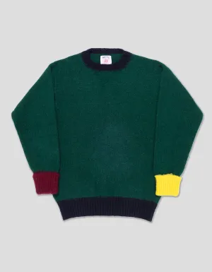 J.PRESS X SEBAGO COLORBLOCK SHAGGY DOG SWEATER - GREEN