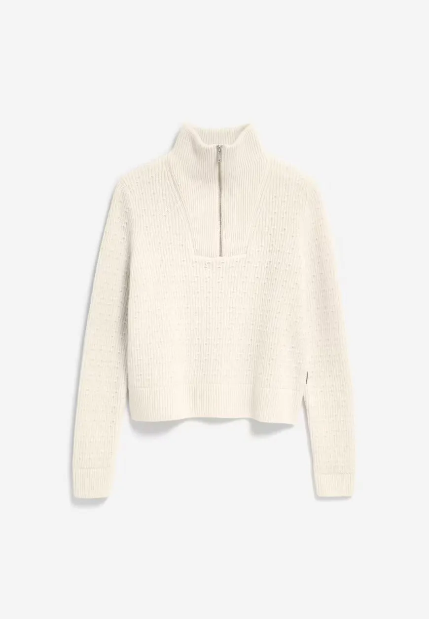 LAST ONE in L - Tulipaa Knitted Zipper Jumper - Oatmilk