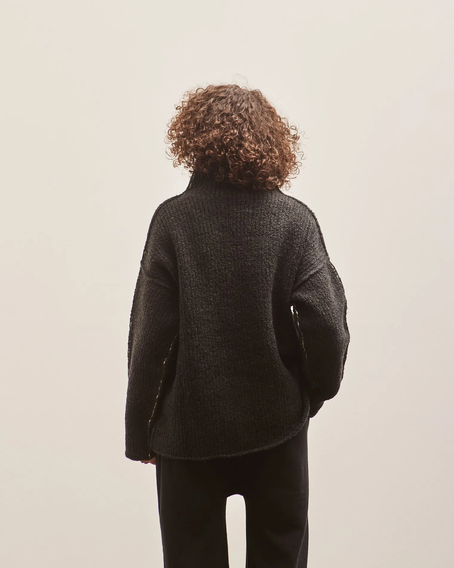 Lauren Manoogian Raw Turtleneck, Black Melange