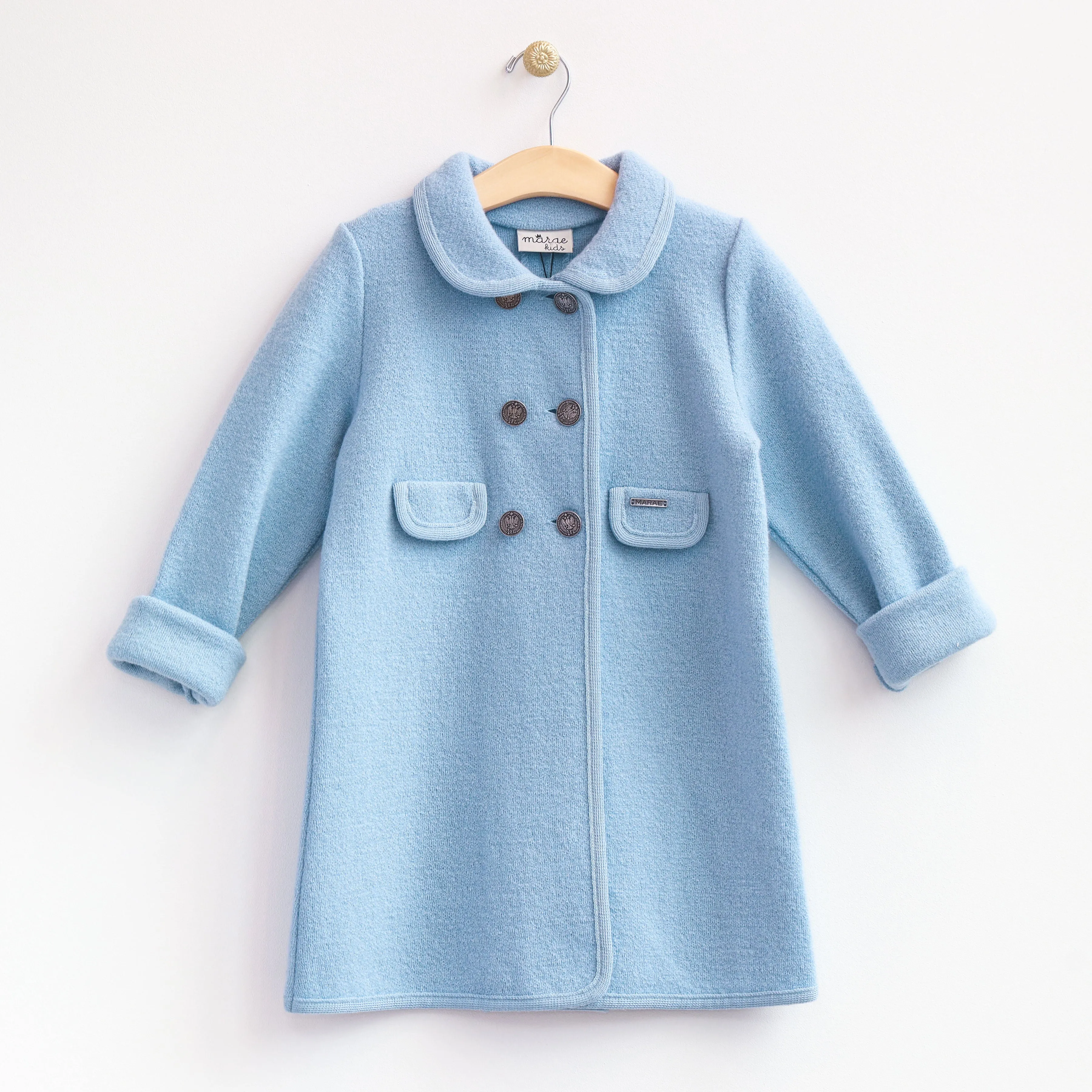 Light Blue Boiled Wool Coat